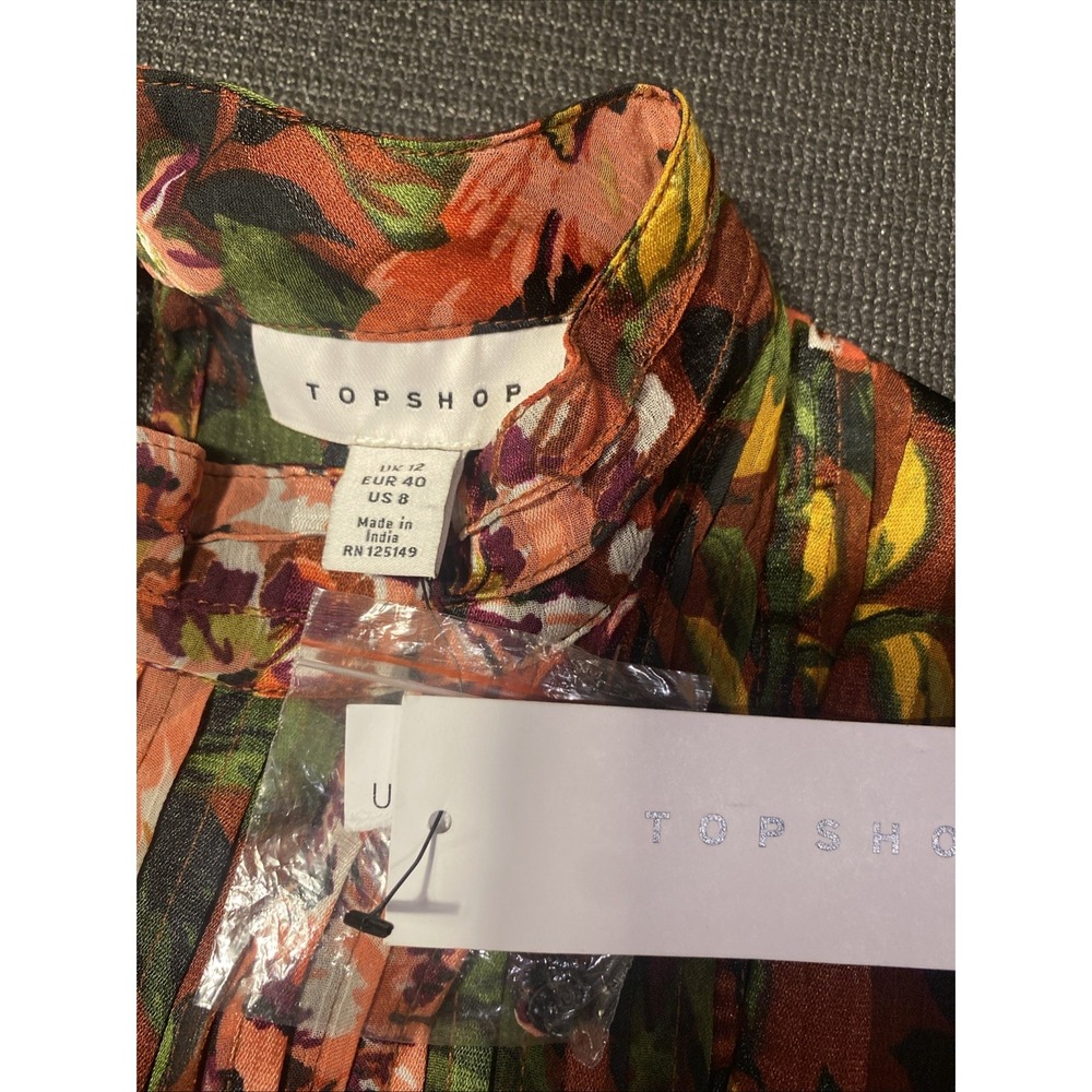 NEW‎ TOPSHOP Fallen Floral Jacquard MIDI DRESS Us 8 M Fall Festival Long Sleeve - Picture 6 of 7